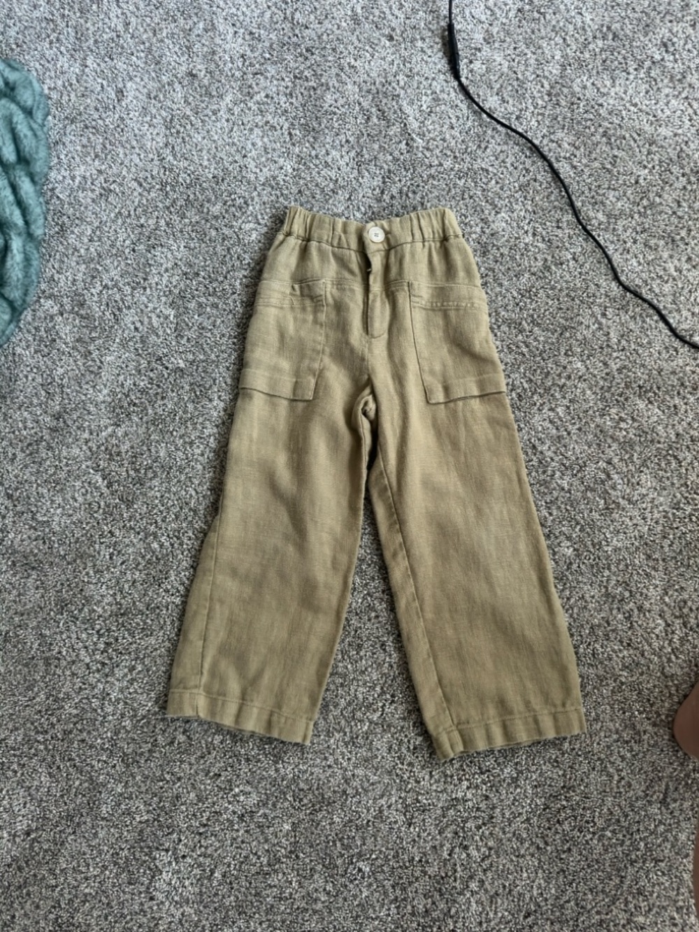 Zara Kids Wide-Leg Cargo Pants in Olive Green
